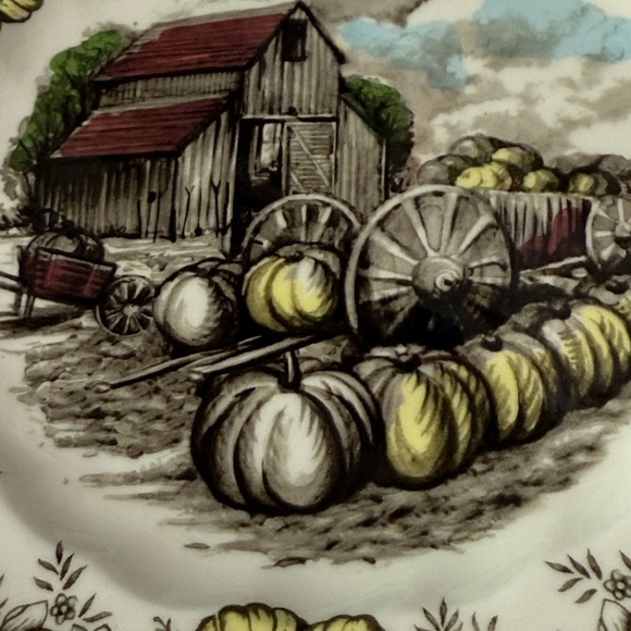 Johnson Bros Friendly Village Pumpkin Accent Dinner Plate 9 in Ceramic England - Picture 3 of 4